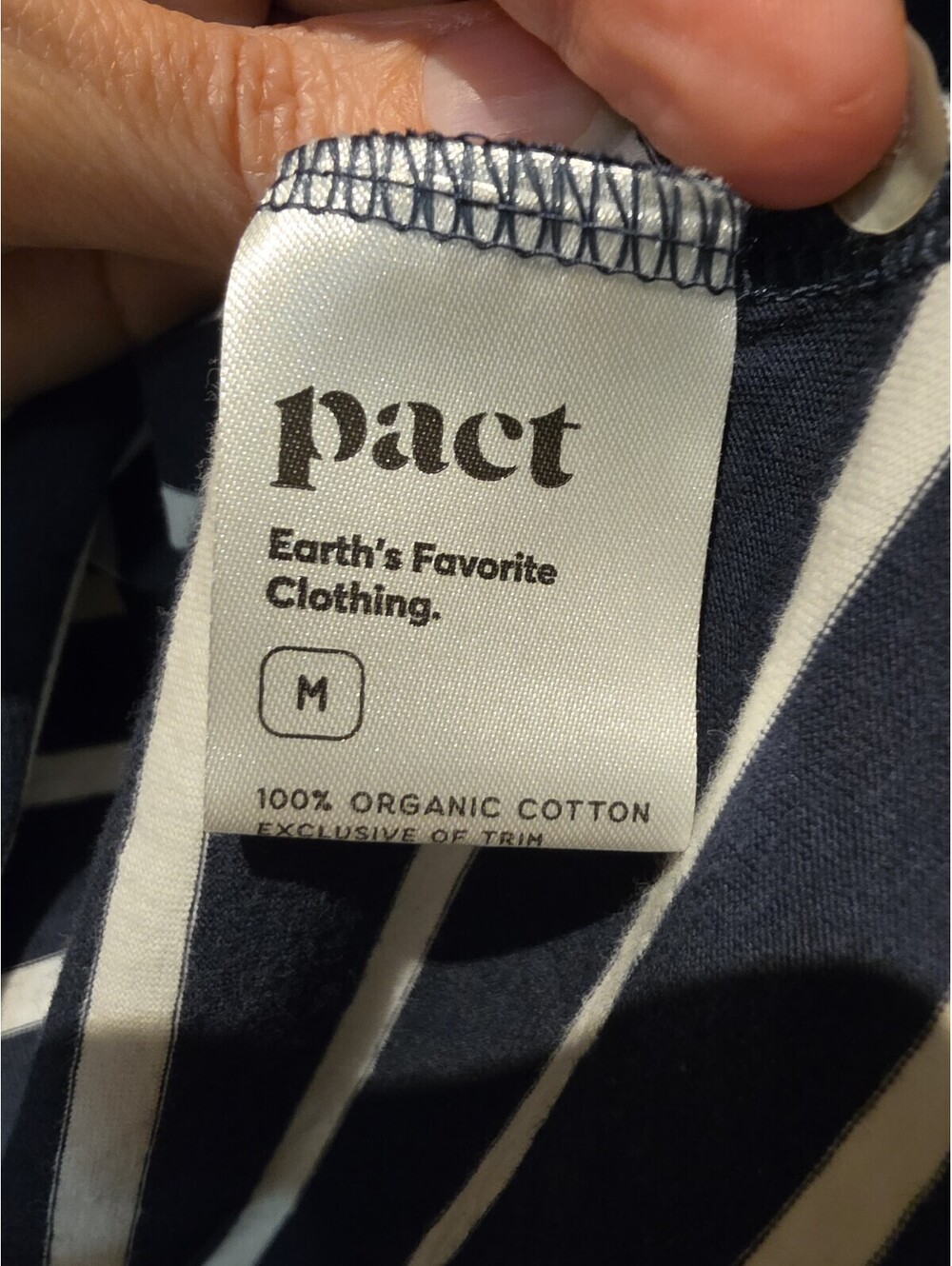 PACT 100% Organic Cotton Navy & White Stripe Sleeveless Tank Top Women's Medium - Picture 4 of 5